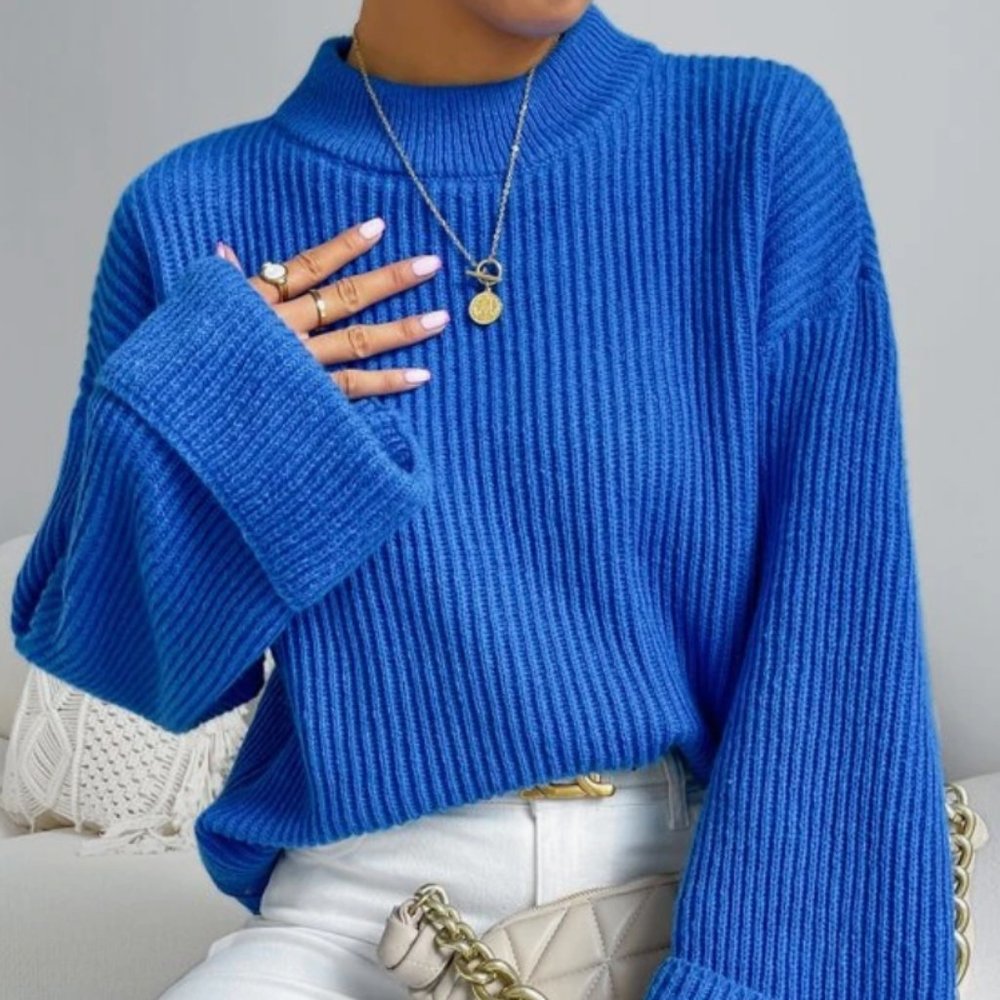 Mock Neck Ribbed Sweater